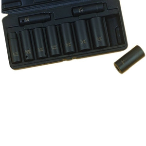 Impact Socket Wrench Set- Deep- SAE- 1/2" Drive- 10 Pieces- 7/16" To 1"- 6 Points