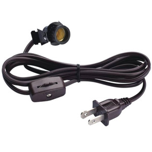 Candelabra Lamp Kit With Clip-In Socket- Line Switch- Brown