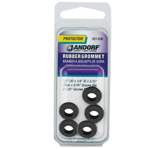 Rubber Grommet- 1/4" ID x 1/2" OD x  5/32" Thick x 1/32" Groove Dia x 3/32" Groove Width- 5 Pack