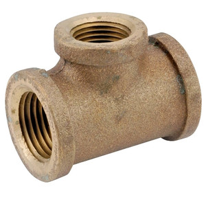 Brass Pipe- Fittings- 3/4"- Tee- Reducing- 3/4" x 3/4" x 1/2"