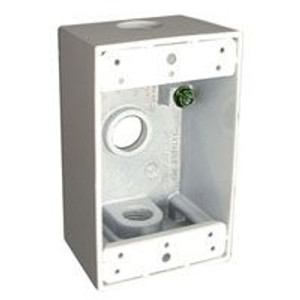 Outdoor Weatherproof Outlet Box 1 Gang White 1/2" FPT