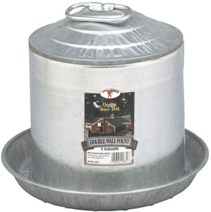 Poultry Waterer- 2 Gallon- Double Wall- Galvanized