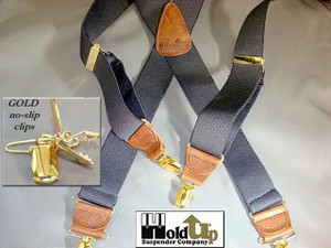 Hold Up Casual Series- 1-1/2" Wide- Slate- Gold Clips