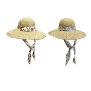 Straw Hat- Ladies Garden Hat- With Garden Print Band