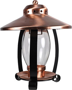 Bird Feeder- Lantern-- Copper & Glass