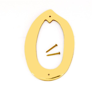 House Number- Solid Brass- Prestige- 4" High- "0"- Polished Finish