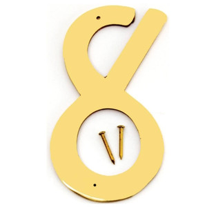 House Number- Solid Brass- Prestige- 4" High- "8"- Polished Finish
