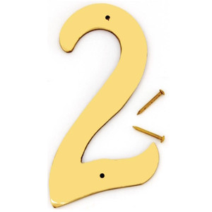 House Number- 2- Solid Brass- 4" Tall