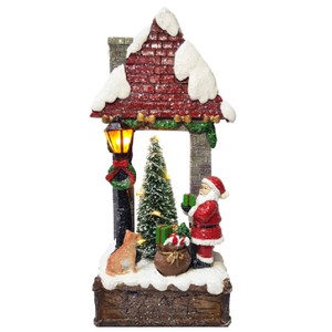 Santa In Doorway- LED Light- Battery Powered- 9" tall