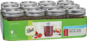 Ball- Canning Jar- Quilted Glass- 8 oz- Regular Mouth- 12 Pack