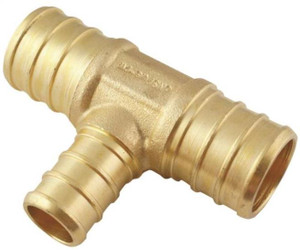 PEX- 3/4"- Barb- Reducing Tee- 3/4" x 3/4" x 1/2"- Brass