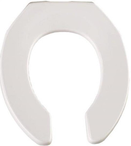 Toilet Seat-Round- White- Open Front- Plastic