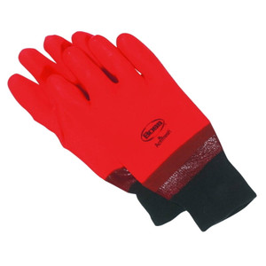 Gloves- PVC Orange Glove- Foam Lined- Large