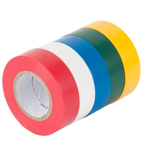 Electrical Tape- Assorted Colors- Blue/Green/Red/White/Yellow- 1/2" x 20' Each Roll