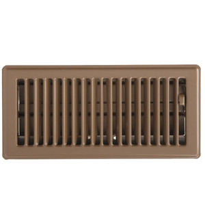 Floor Register With Damper- 12" x 4"- Brown- Steel