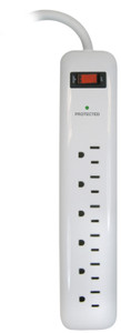 Electrical Outlet Strip- 6 Grounded Outlets- 18" Cord- Surge Protection & Switch