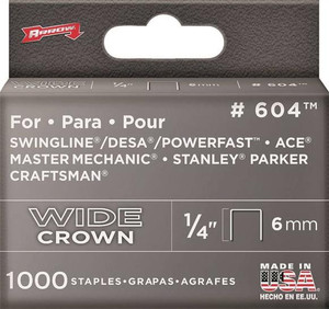 Arrow- 604- Staple- Flat Heavy Duty Crown- 1/4"