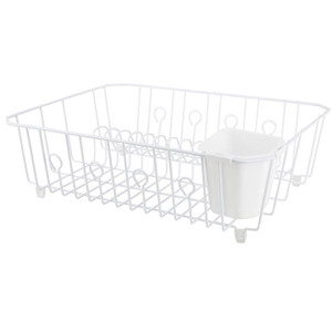 Kitchen Sink Dish Drainer Rack- 18" x 13.5" x 5.5"- White
