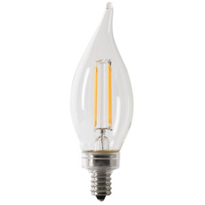 LED- Candelabra- Flame Tip- Clear-  200 Lumens- 3 Watts- 2 Pack