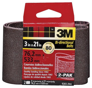 3M- Sanding Belt- 3" x 21"- 80 Grit- 2 Pack