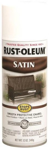 Rust-Oleum- Spray Enamel- White- Satin- 12 Oz