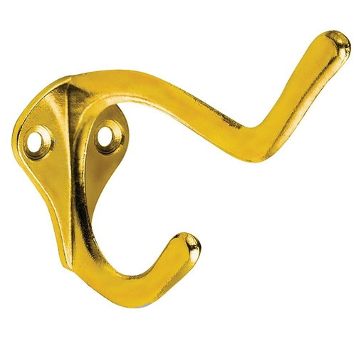 Coat & Hat Hook- Brass Plated- 57-1070- With Screws