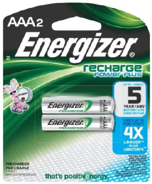 Energizer Battery- NH12BP-2- AAA NiMH Rechargeable Battery- 2 Pack