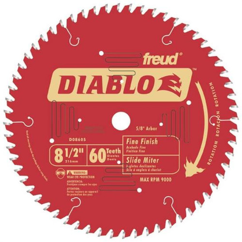 Freud- D0860S- Circular Saw Blade- Fine Cut- 8-1/2"- 60 Teeth- 5/8" Arbor