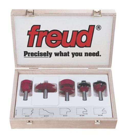 Freud- 94-100- Cabinet Door Router Bit Set- With Wooden Box- 1/2" Shank