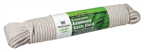Rope- Sash Cord- #8 (1/4") X 100'- Solid Braided Cotton