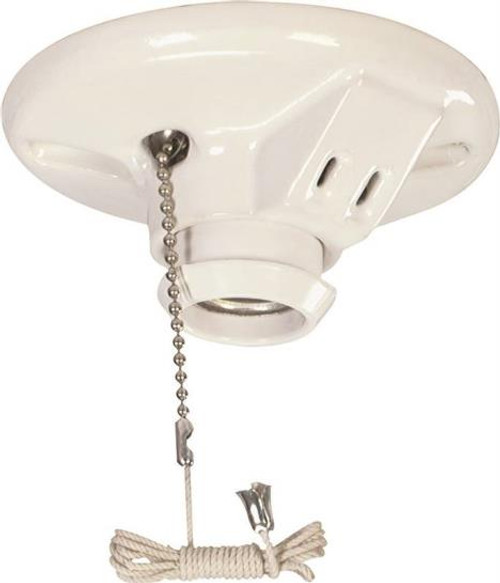 Porcelain Ceiling Light Fixture With Outlet & Switch