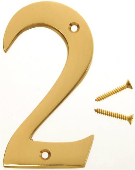 House Number- Solid Brass- 4" High- "2"- Polished Finish