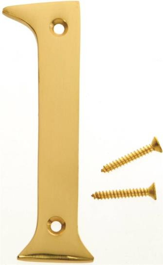 House Number- Solid Brass- 4" High- "1"- Polished Finish