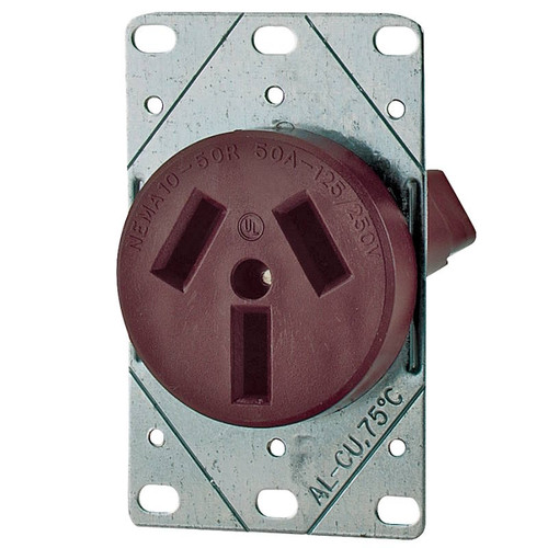 Electrical Receptacle- NEMA 10-50R- Flush Mount- Brown