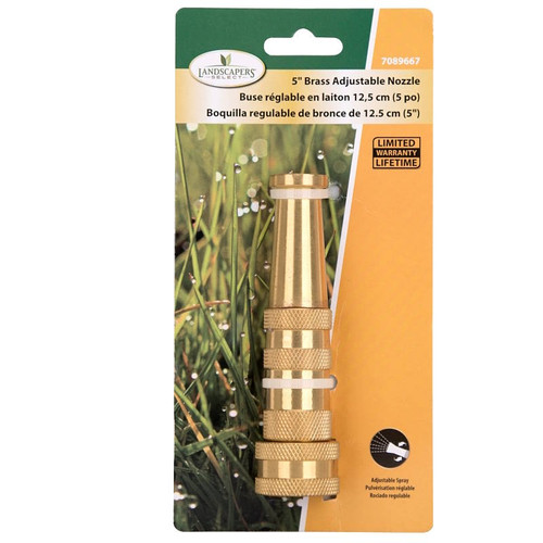 Hose Nozzle- Adjustable- 5"- Solid Brass