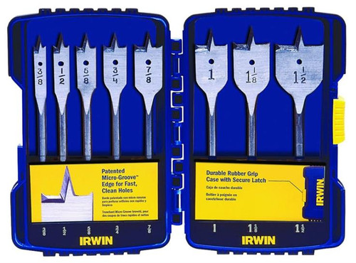 SpeedBor- Wood Boring Spade Drill Bit Set- 8 Piece Set With Case