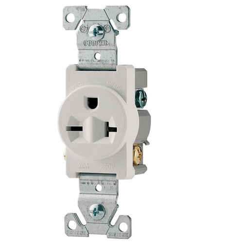 Eaton- 1876W- Single Outlet- 20 Amp 250 VAC- White