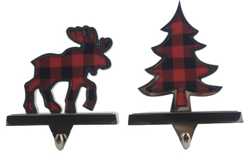 Stocking Holder- Plaid Tree- Chrome Plated Metal