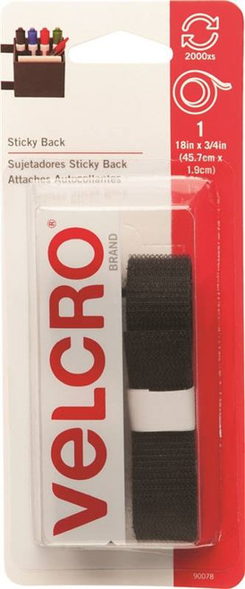 Velcro- 3/4" x 18"- Adhesive Backed Strip- Black