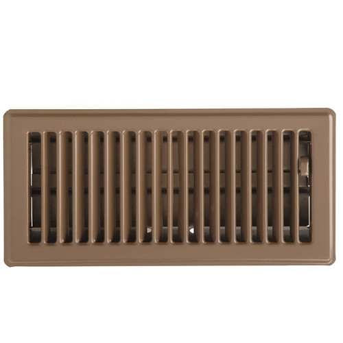 Floor Register With Damper- 10" x 4"- Brown- Steel