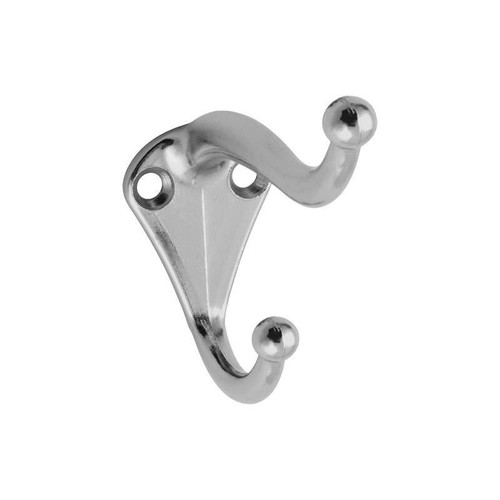 Coat And Hat Hook- Nickel Plated- 2 Pack