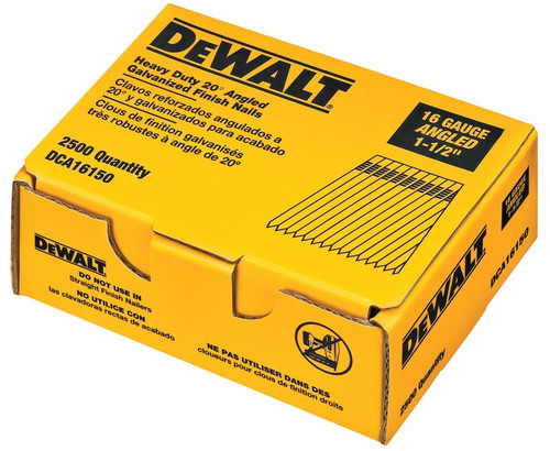 DeWalt- DCA16150- Finish Nail- 1-1/2"- 16 Ga- 20 Deg- Galvanized