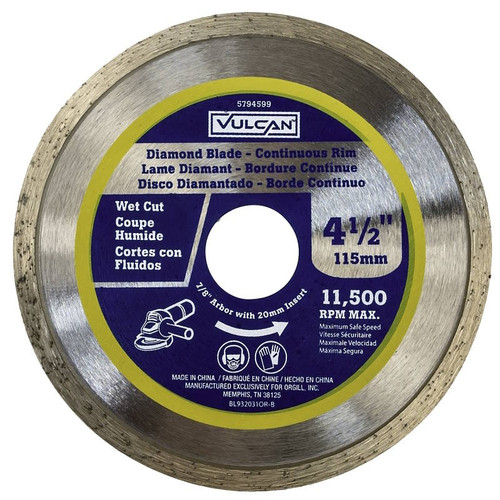 Masonry Circular Saw Blade- 4.5"- Continuous Rim Diamond- 5/8"  & 7/8" Arbor
