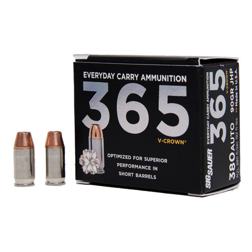 380 Auto-  90 Grain- JHP- 20 Rounds- Nickel Plated- Sig Sauer