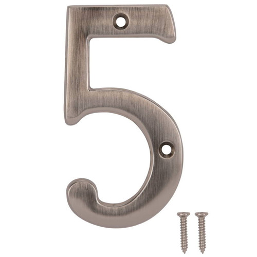 House Number- Satin Nickel- 4" High- "5"