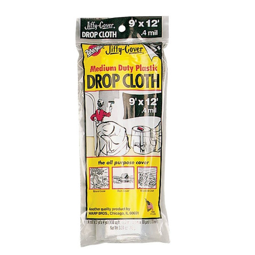 Drop Cloth- 9' x 12'- .4 Mil- Clear- Plastic