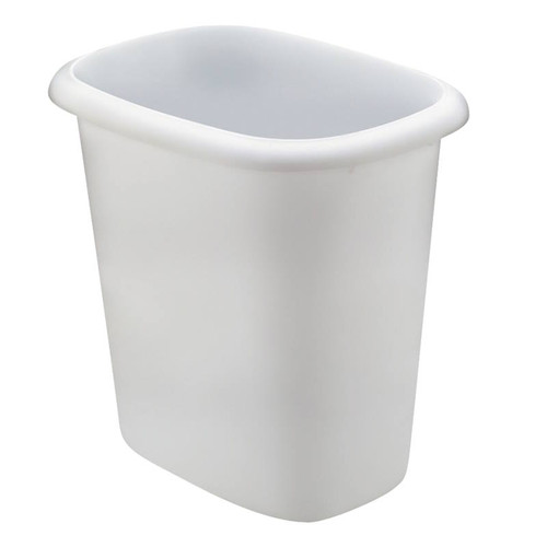 Vanity Wastebasket- 6 Quart- White- Plastic