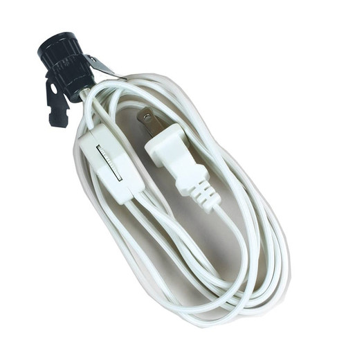 Candelabra Lamp Kit With Clip-In Socket- Line Switch- White
