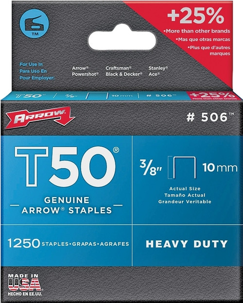 Arrow- T50- 3/8"- Staple- 1250 Pack