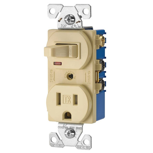 274V- Duplex Outlet/SPST Switch Combo- Ivory